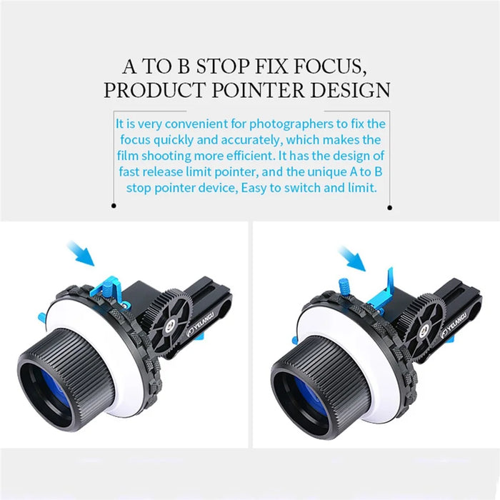 YELANGU F3 A/B Stop Follow Focus Rig Adjustable Gear Ring for Canon Nikon DSLR Video Camera with 52mm-86mm Lenses - 7
