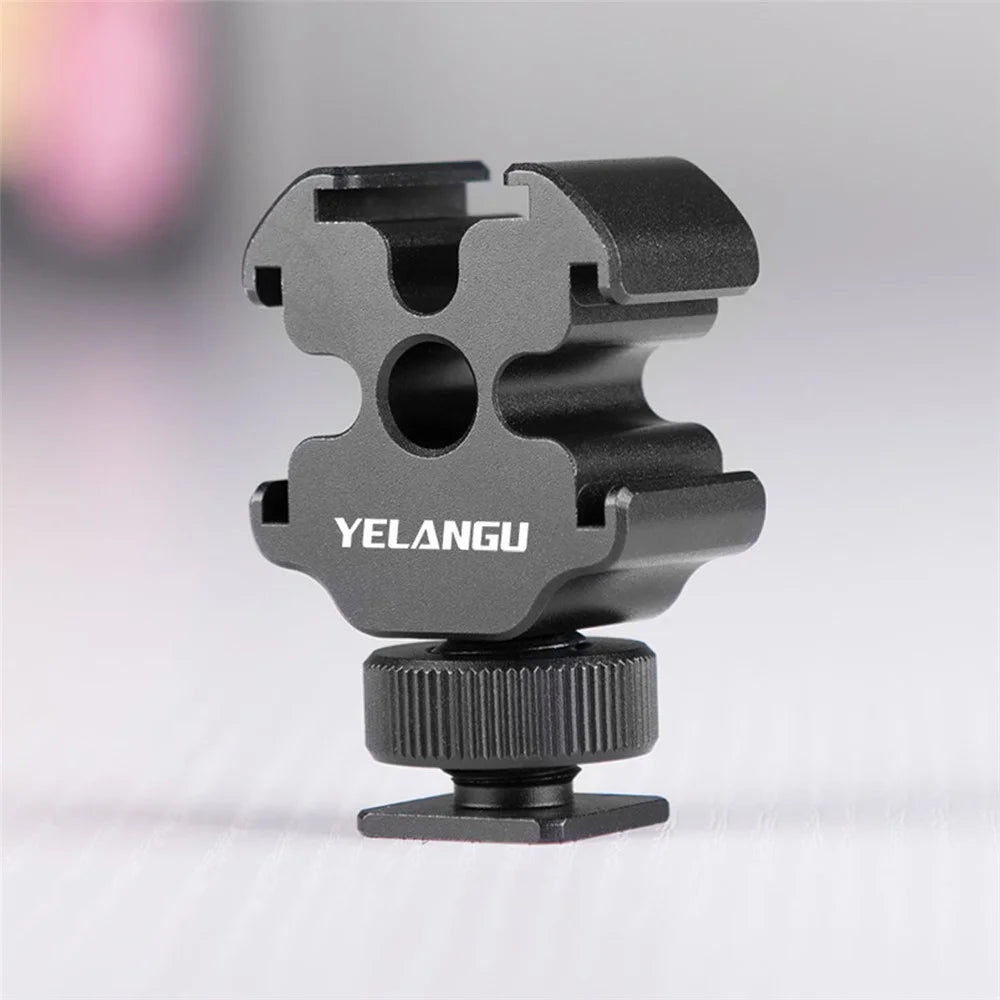 YELANGU A68 3-Side Cold Shoe Mount Adapter Camera Converter Bracket with 1/4" Screw Hole for Fill Light Microphone Monitor - 7