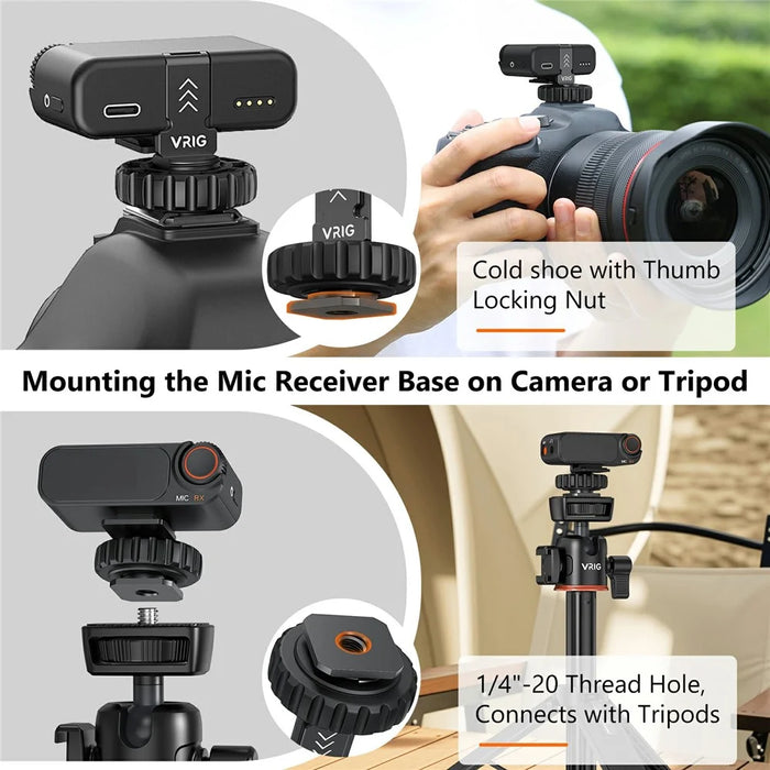 VRIG MC-02 For DJI Mic 2 Cold Shoe Mount Bracket 1 / 4 Thread Expansion Adapter Use On Tripod / Camera - 3