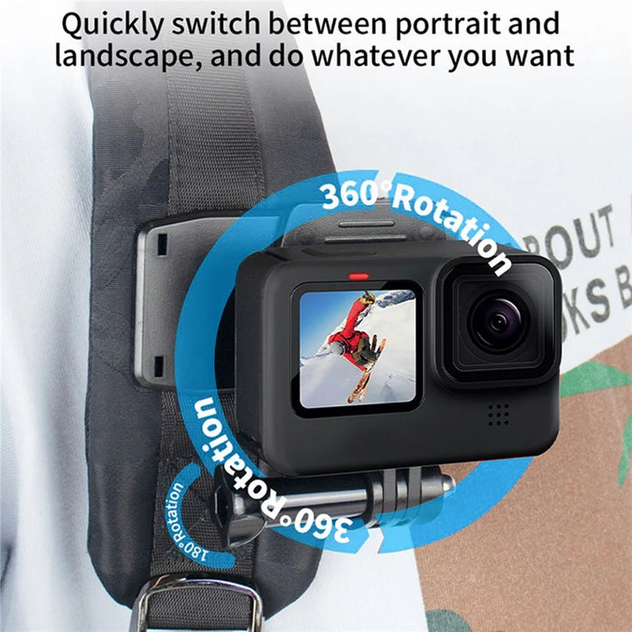 For GoPro/DJI Osmo Clip 360 Degrees Rotation Backpack Strap Mount Quick Installation Clamp Mount - 4