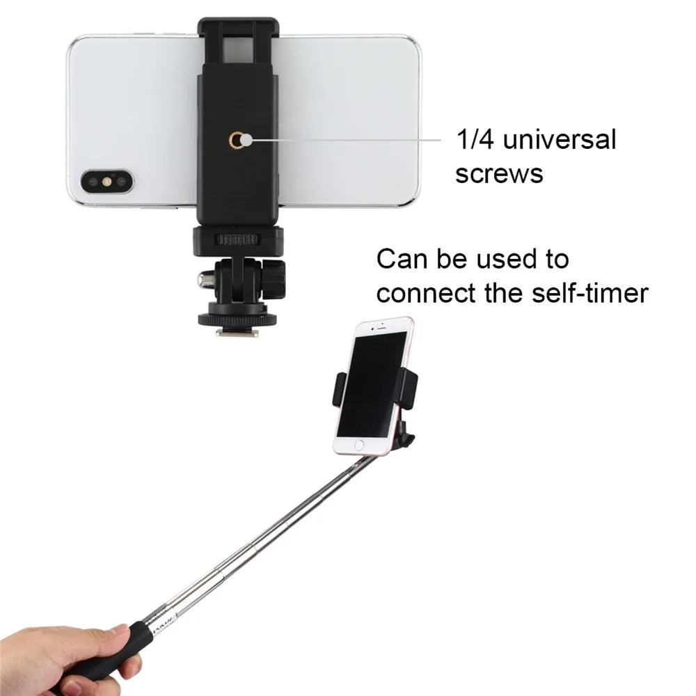 PULUZ PU417 1 / 4 Screw Hole Tripod Cold Shoe Mount Gimbal with Phone Clamp - 3