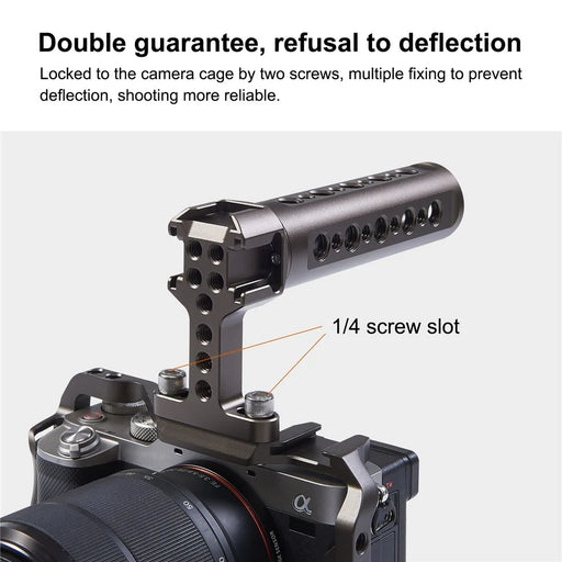 PULUZ PU3072GT Aluminum Alloy Top Handle with 3 Cold Shoe Mounts for Mirrorless DSLR Camera - 2