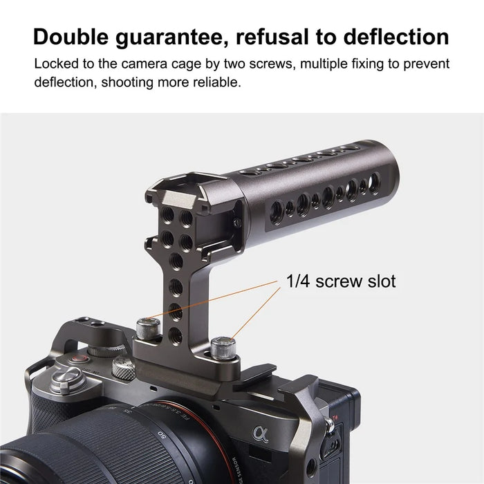 PULUZ PU3072GT Aluminum Alloy Top Handle with 3 Cold Shoe Mounts for Mirrorless DSLR Camera - 2