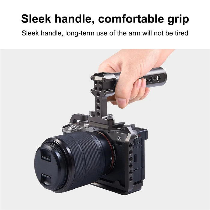 PULUZ PU3072GT Aluminum Alloy Top Handle with 3 Cold Shoe Mounts for Mirrorless DSLR Camera - 3