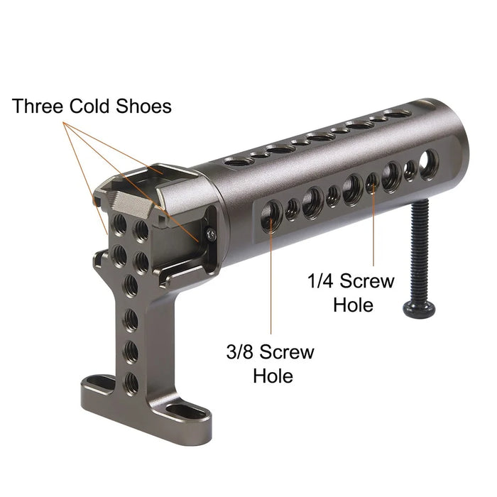 PULUZ PU3072GT Aluminum Alloy Top Handle with 3 Cold Shoe Mounts for Mirrorless DSLR Camera - 4