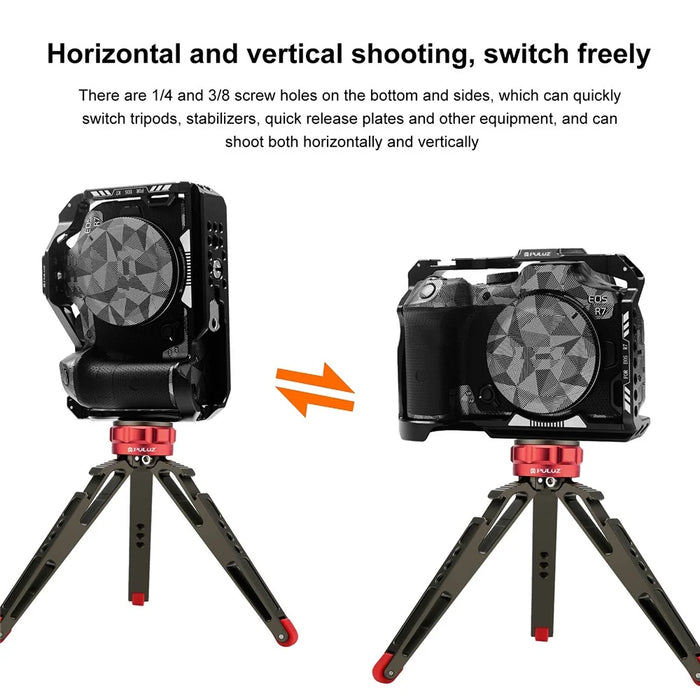PULUZ PU3106B For Canon EOS R7 Camera Aluminum Alloy Rabbit Cage with 1 / 4 3 / 8 Inch Screw Hole - 4