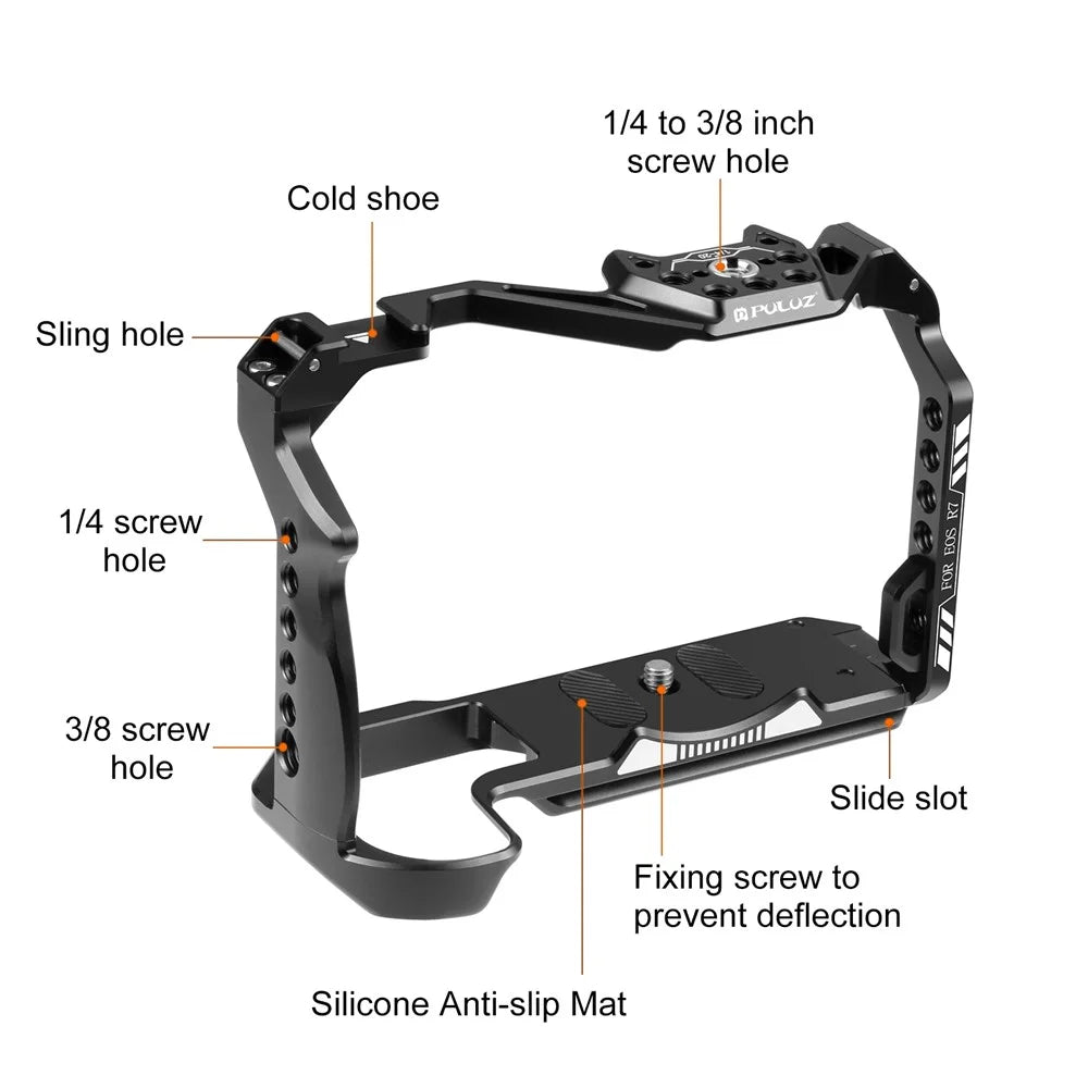 PULUZ PU3106B For Canon EOS R7 Camera Aluminum Alloy Rabbit Cage with 1 / 4 3 / 8 Inch Screw Hole - 6