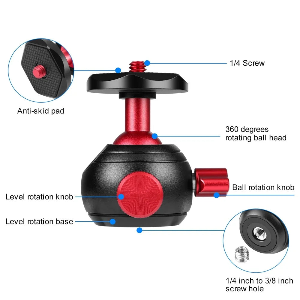 PULUZ PU3104R Ball Head Adapter for Tripods 360° Panorama Metal Ball Joint with Quick-Release System - 3