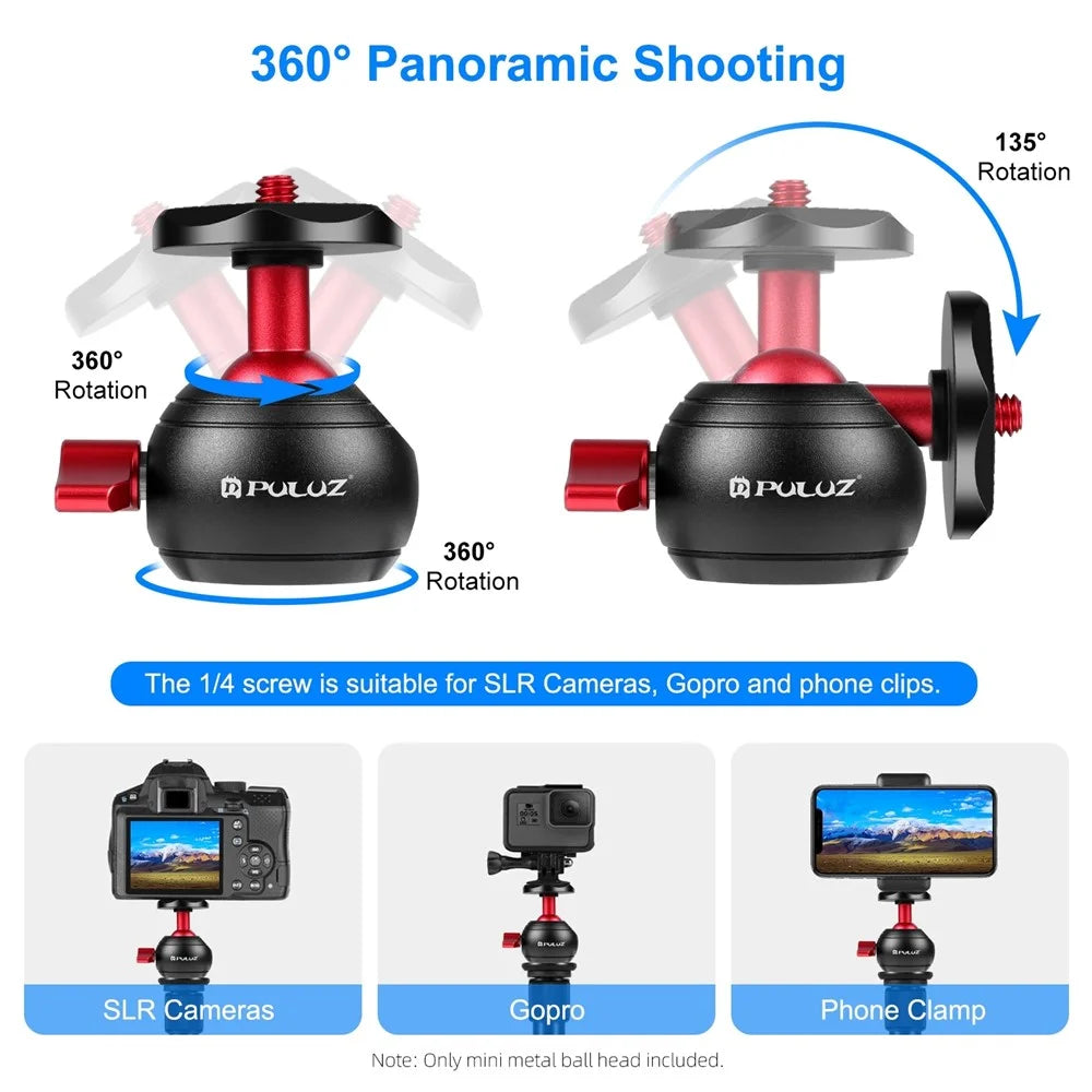 PULUZ PU3104R Ball Head Adapter for Tripods 360° Panorama Metal Ball Joint with Quick-Release System - 4