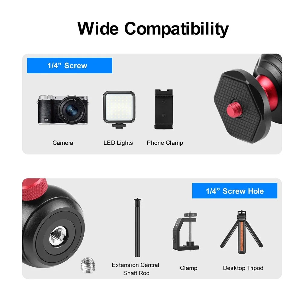 PULUZ PU3104R Ball Head Adapter for Tripods 360° Panorama Metal Ball Joint with Quick-Release System - 5
