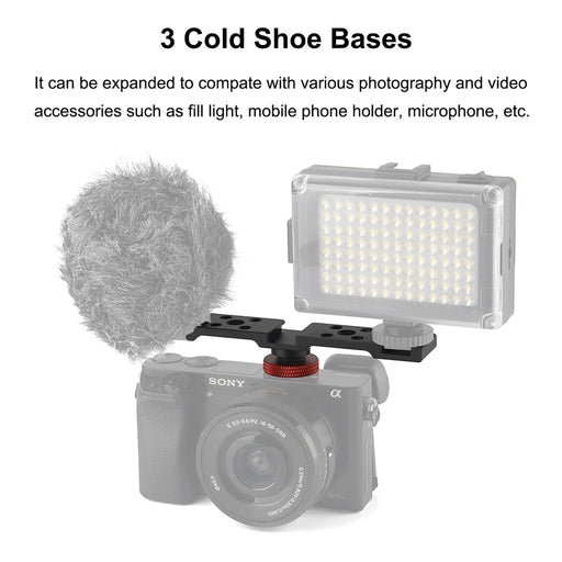 PULUZ PU523B Triple Cold Shoe Mount Adapter Extension Bar Bracket for Tripod / Microphone / LED Light - 2
