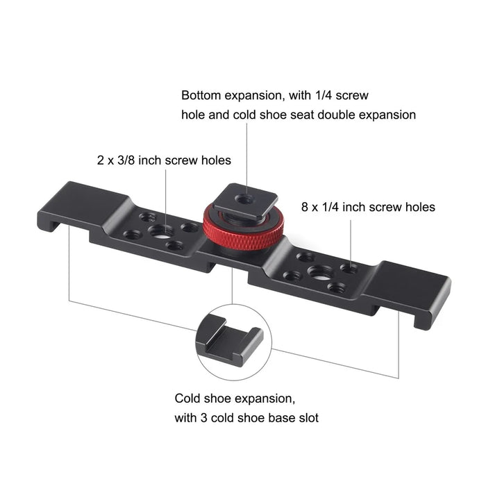 PULUZ PU523B Triple Cold Shoe Mount Adapter Extension Bar Bracket for Tripod / Microphone / LED Light - 4