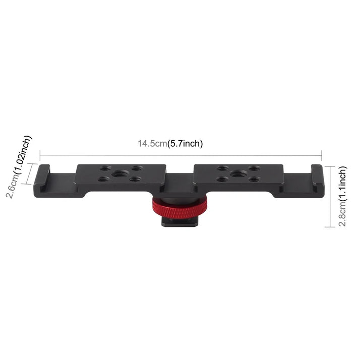 PULUZ PU523B Triple Cold Shoe Mount Adapter Extension Bar Bracket for Tripod / Microphone / LED Light - 6