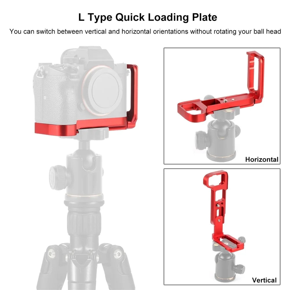 PULUZ PU3541 L-Shaped Quick Release Plate for Sony A9  /  A7 III  /  A7R III Aluminum Alloy Shooting Bracket - Red - 3