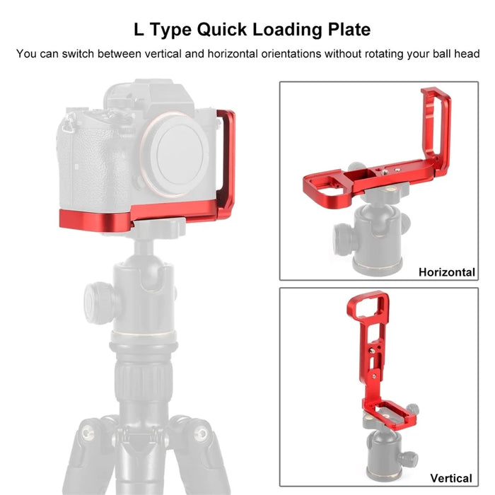 PULUZ PU3541 L-Shaped Quick Release Plate for Sony A9  /  A7 III  /  A7R III Aluminum Alloy Shooting Bracket - Red - 3