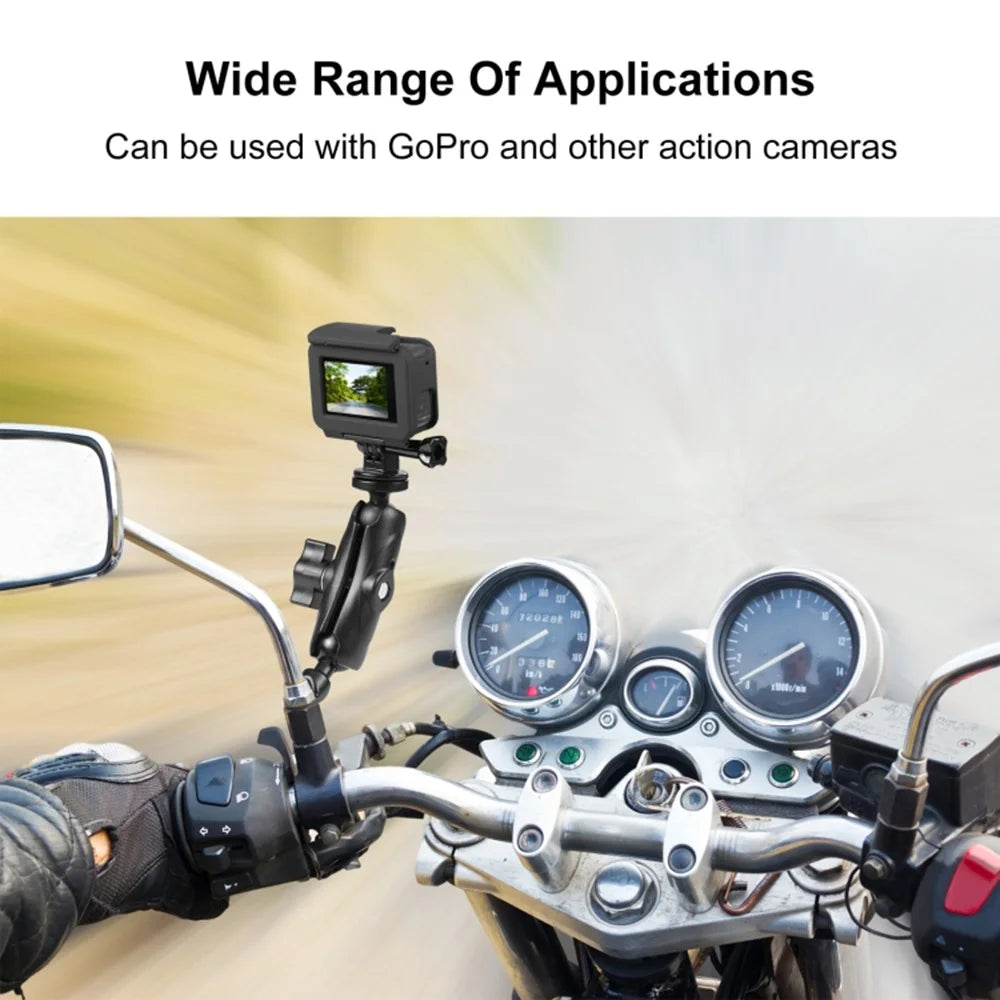 PULUZ PU702B For GoPro Action Camera Motorcycle  /  Bicycle Mirror Mount Aluminum Alloy Adjustable Bracket - 2
