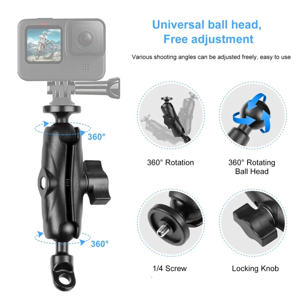 PULUZ PU702B For GoPro Action Camera Motorcycle  /  Bicycle Mirror Mount Aluminum Alloy Adjustable Bracket - 3