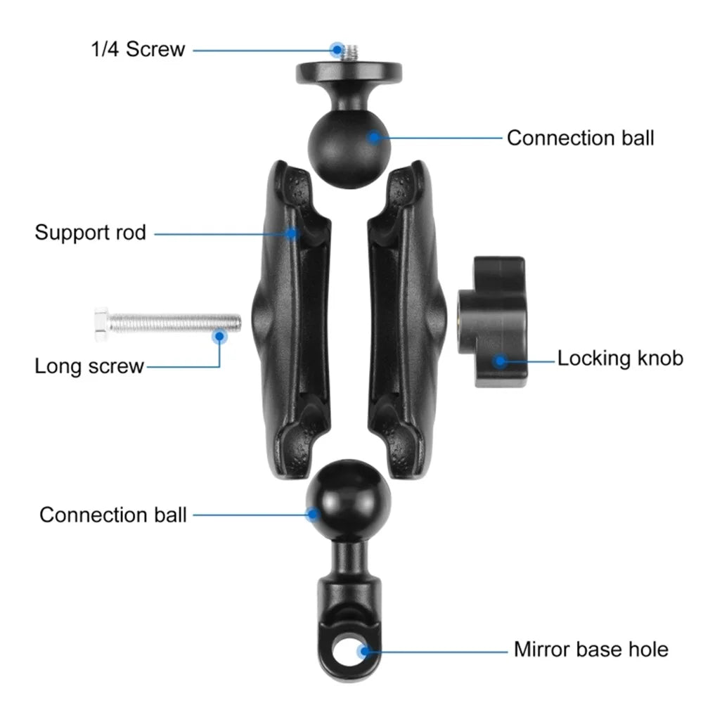 PULUZ PU702B For GoPro Action Camera Motorcycle  /  Bicycle Mirror Mount Aluminum Alloy Adjustable Bracket - 4