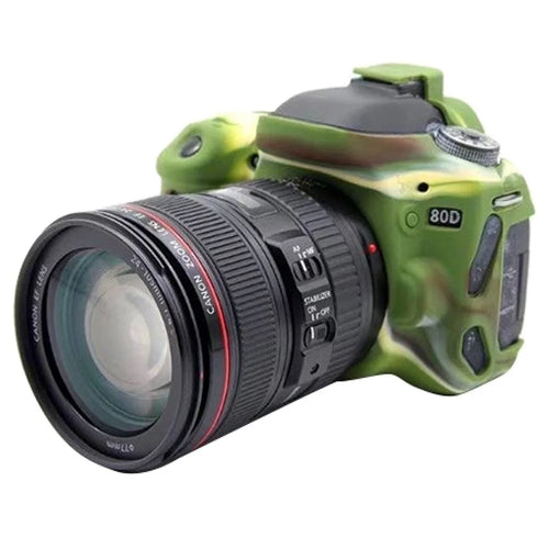 PULUZ PU7104 Camera Case for Canon EOS 80D Soft Silicone Protective Cover Housing Skin - Camouflage - 1