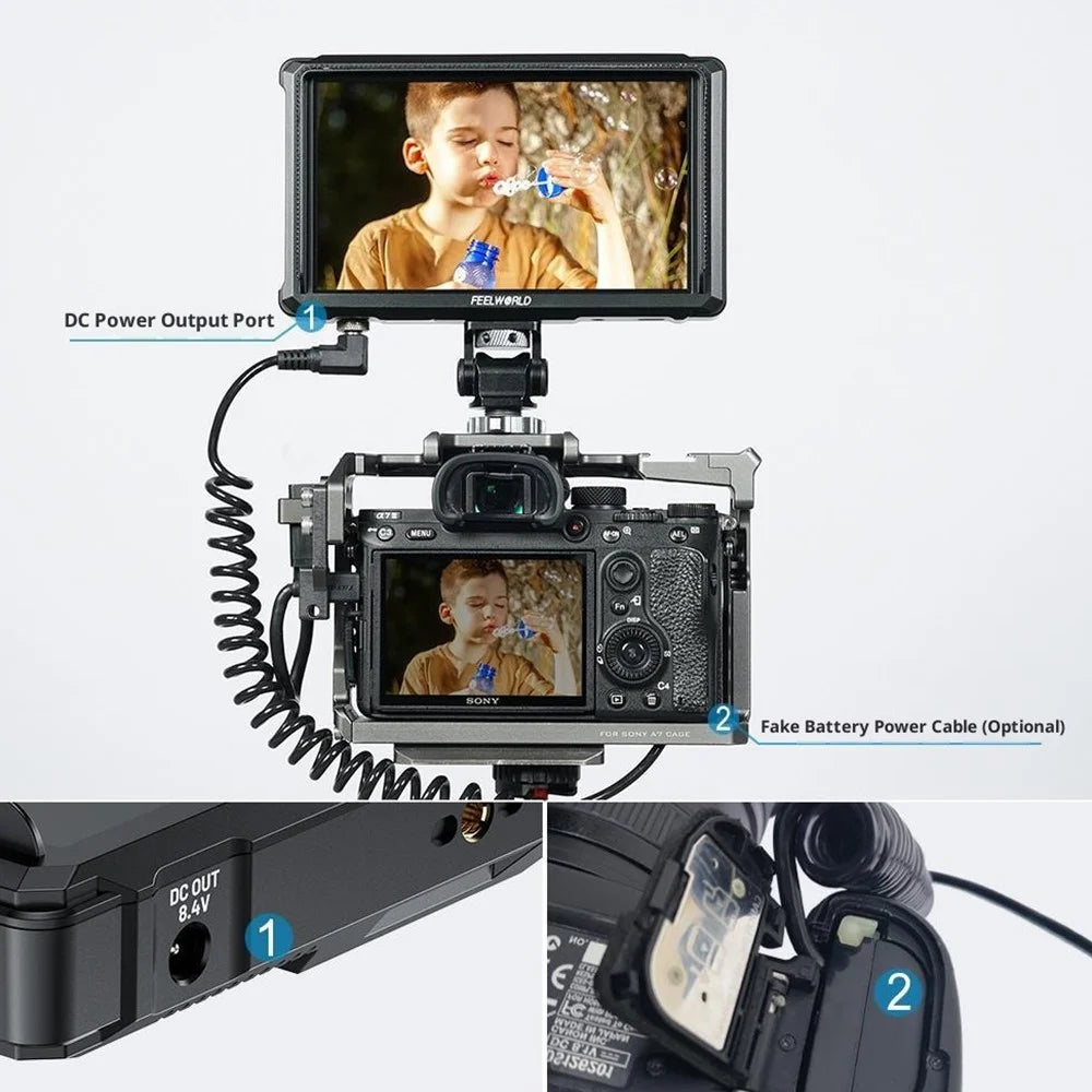 FEELWORLD FW568 PRO 6 Inch Camera Monitor 1200nit High Brightness HD Display Screen for DSLR / Mirrorless Cameras - 6