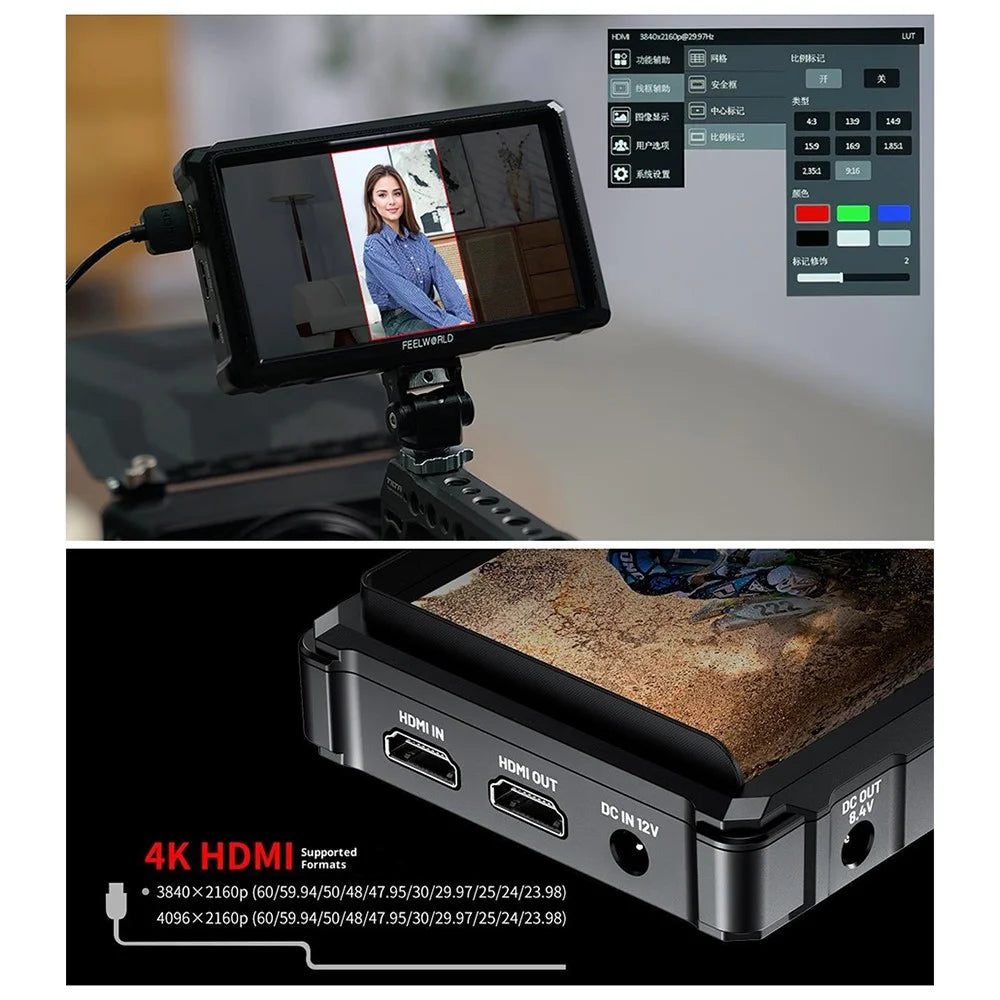 FEELWORLD FW568 PRO 6 Inch Camera Monitor 1200nit High Brightness HD Display Screen for DSLR / Mirrorless Cameras - 7