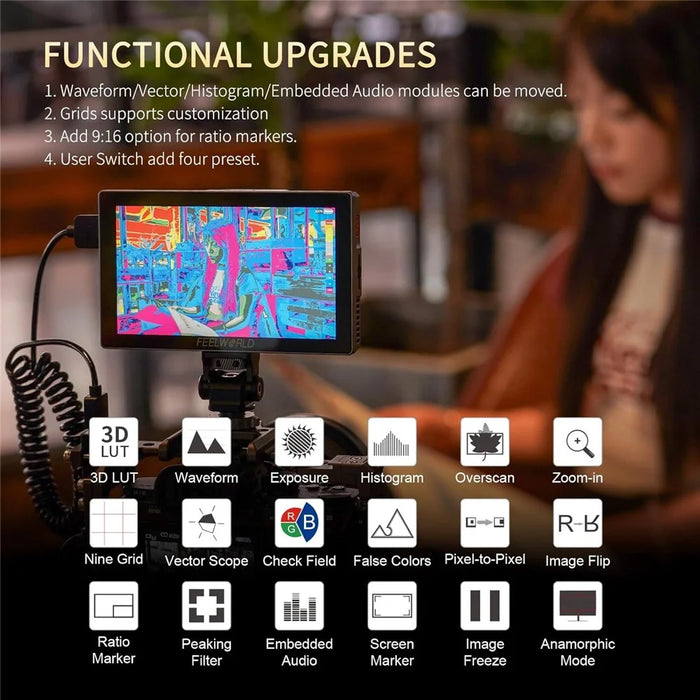 FEELWORLD P6X 5.5 Inch 4K Monitor HD Display Screen High Definition Touch Monitor for DSLR Mirrorless Cameras - 7
