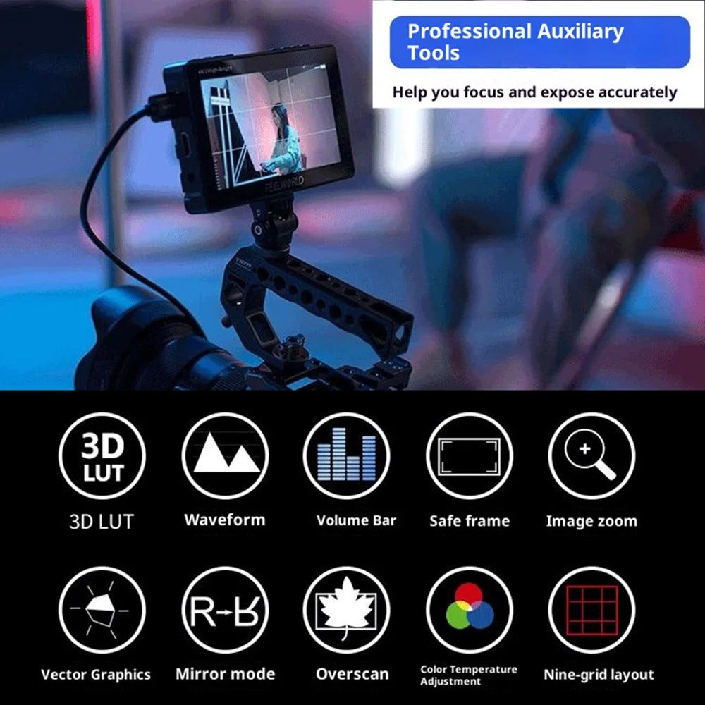 FEELWORLD F5PROX 5.5 Inch 4K HD Monitor 1600nit for DSLR / Mirrorless Camera Photography / Directing - 2