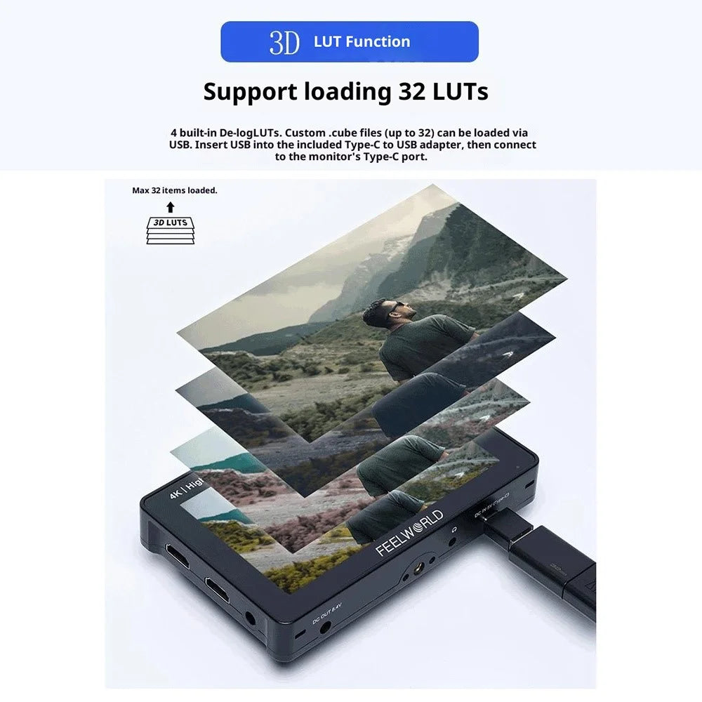 FEELWORLD F5PROX 5.5 Inch 4K HD Monitor 1600nit for DSLR / Mirrorless Camera Photography / Directing - 4