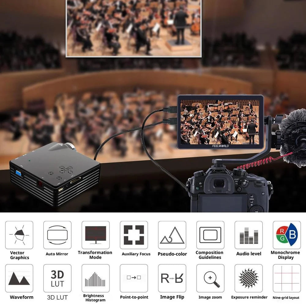 FEELWORLD F6 PLUS V2 4K Photography Monitor 6 Inch Touch Screen Display for DSLR / Mirrorless Camera Accessory - 4