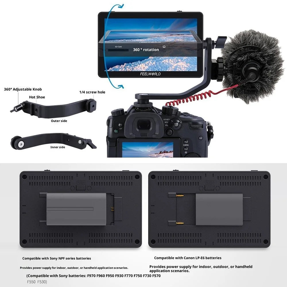 FEELWORLD F6 PLUS V2 4K Photography Monitor 6 Inch Touch Screen Display for DSLR / Mirrorless Camera Accessory - 5