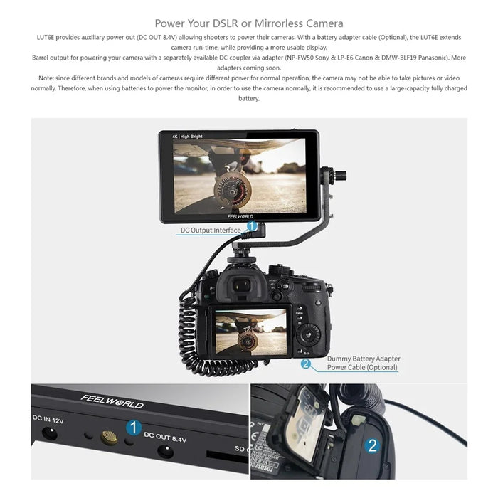 FEELWORLD LUT6E 6 inch 4K HD Monitor 1920x1080 IPS Full HD 1600nit High Brightness Display Screen for Photography / Videography - 7