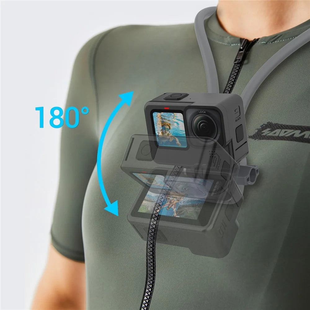 K08-1C Portable Neck Mount Sports Camera Holder Neck Mount Action Camera Holder Versatile Vlog Aceessories - Grey - 4