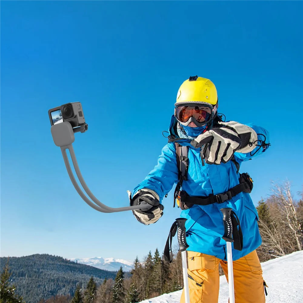 K08-1C Portable Neck Mount Sports Camera Holder Neck Mount Action Camera Holder Versatile Vlog Aceessories - Grey - 5