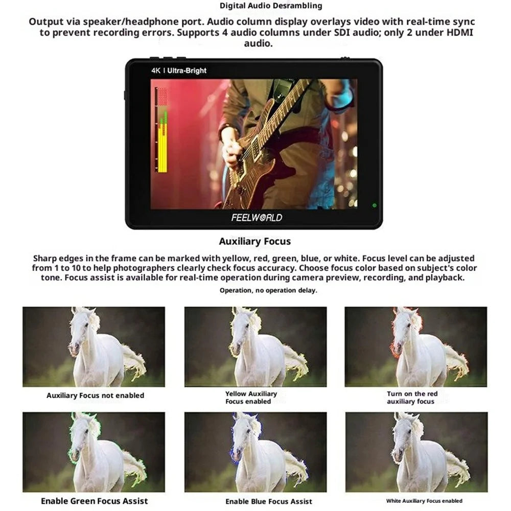 FEELWORLD LUT7 7 Inch 4K HD Camera Monitor 2200 Nit High Brightness Display Screen for DSLR / Mirrorless Camera Video Photography - 5