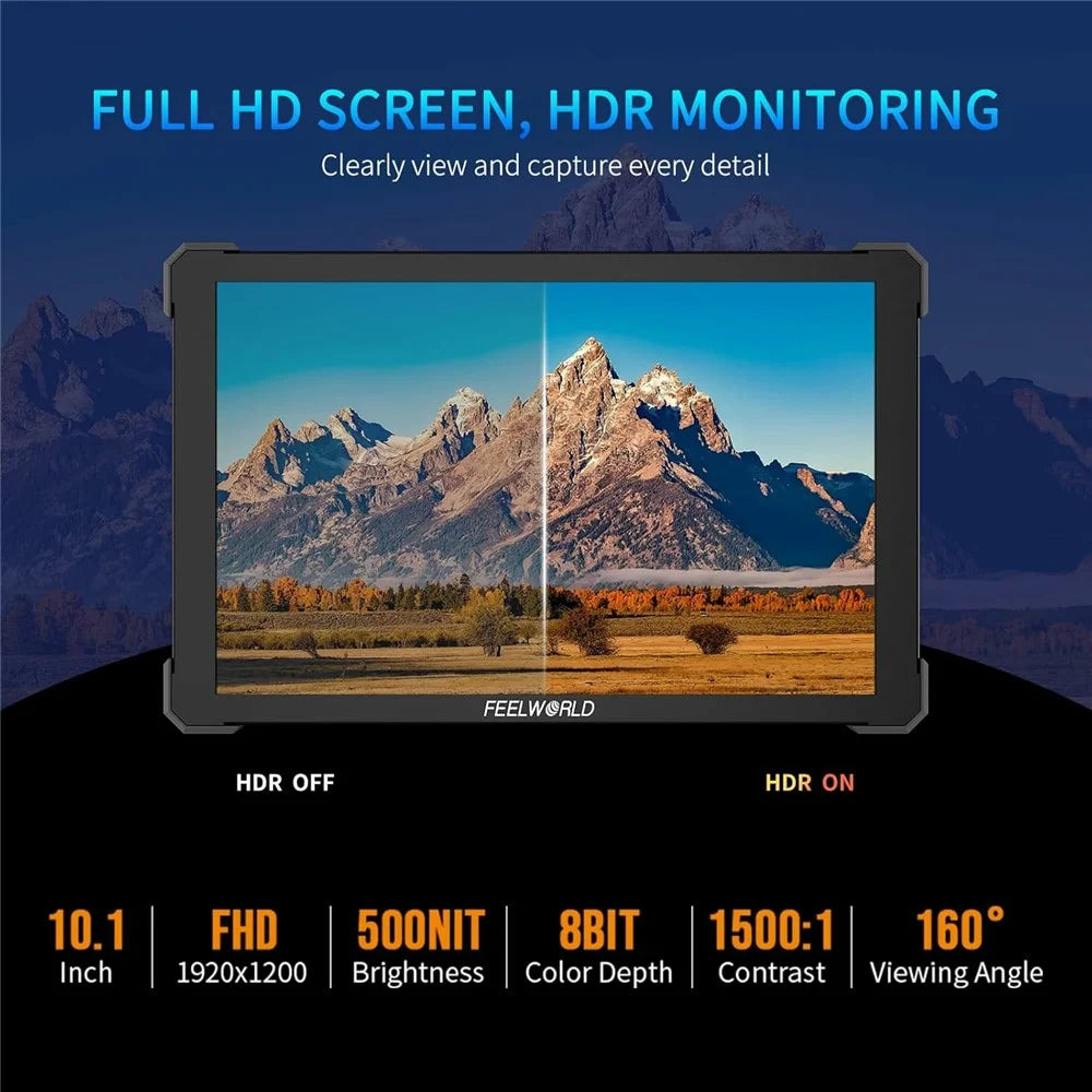 FEELWORLD T10 10.1 Inch 4K Camera Monitor External Display for DSLR / Mirrorless Cameras - 4
