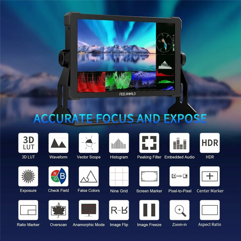 FEELWORLD T10 10.1 Inch 4K Camera Monitor External Display for DSLR / Mirrorless Cameras - 7