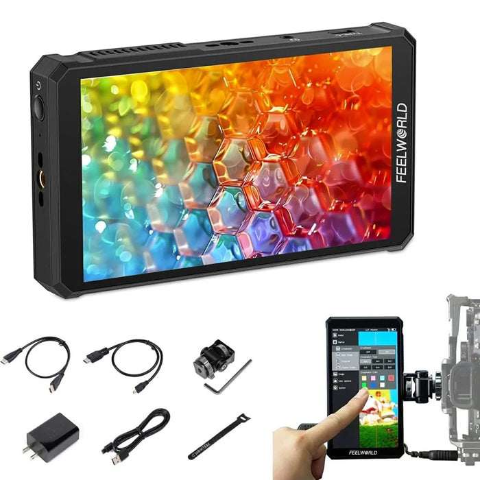 FEELWORLD PS6 5.5 Inch OLED HD Camera Monitor 4K60HZ Portrait / Landscape Touchscreen Display for Photography / Videography - US Plug - 1