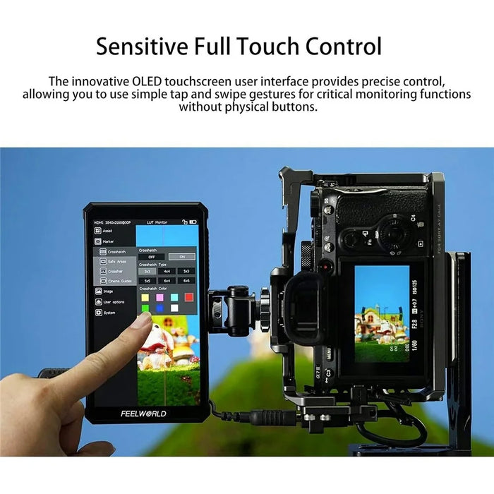 FEELWORLD PS6 5.5 Inch OLED HD Camera Monitor 4K60HZ Portrait / Landscape Touchscreen Display for Photography / Videography - US Plug - 6