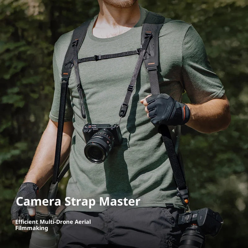 PGYTECH Professional Camera Strap 90kg Load Capacity Dual Shoulder Harness for 3 Cameras - Midnight Black - 2