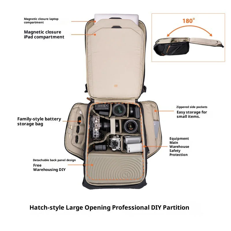 PGYTECH OneGo Camera Backpack 20L with Laptop / iPad Compartment Water-Resistant DSLR / Mirrorless Bag Photography Pack - Matte Black - 4