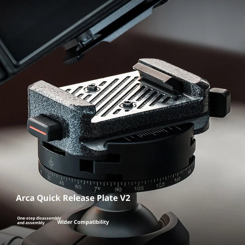 PGYTECH P-CG-188 Quick Release Clamp V2 for Arca Swiss Plate Camera Mount Adapter with 1/4" to 3/8" Screw Thread - Silver / Black - 3