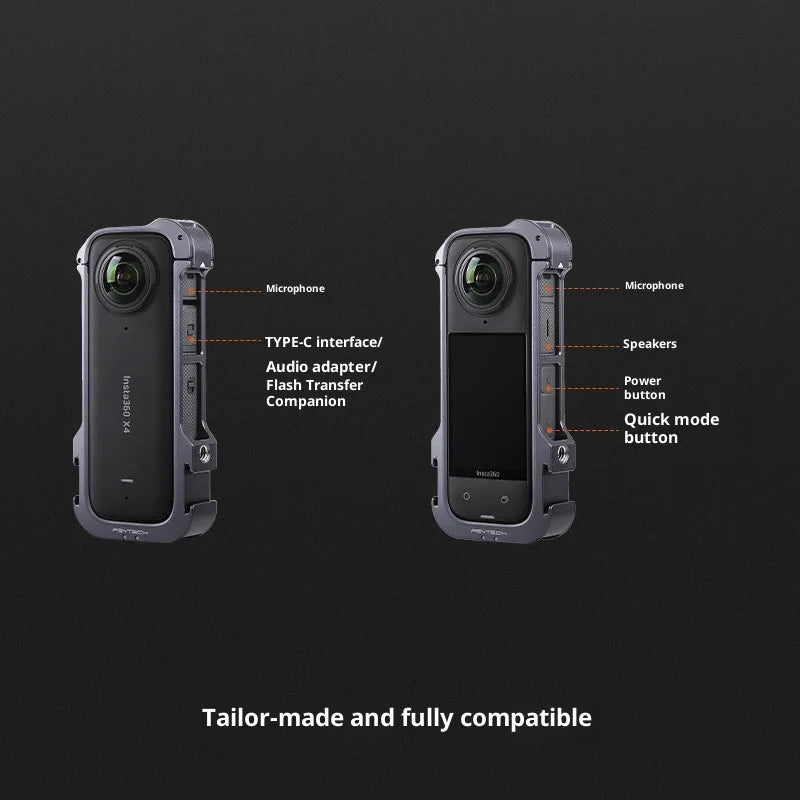 PGYTECH P-55A-010 For Insta360 X4 Camera Protective Cage Aluminum Alloy Frame with Lens Cap - 4