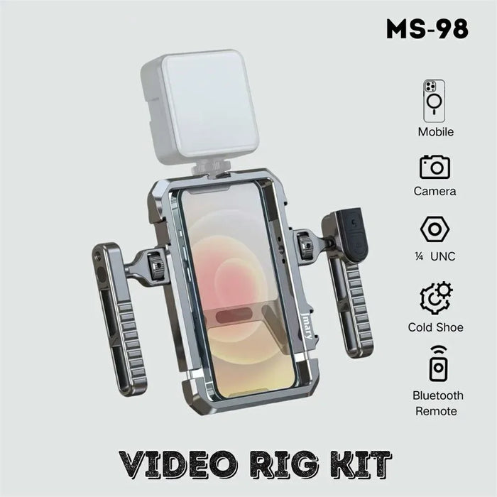 JMARY MS-98 Aluminum Alloy Smartphone Video Rig Stabilizer Frame Vlogging Cage Kit Wireless Remote Control - 4