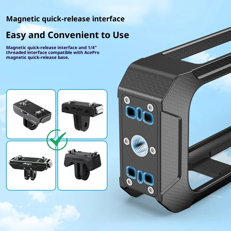 For Insta360 X5 Camera Quick Release Magnetic Protective Frame Anti-Shake Support for Vertical Horizontal Shooting - 4
