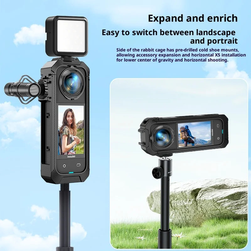 For Insta360 X5 Camera Quick Release Magnetic Protective Frame Anti-Shake Support for Vertical Horizontal Shooting - 5