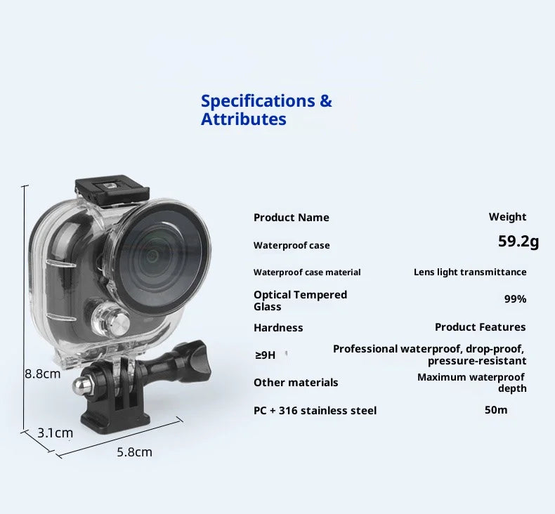 For Insta360 Go Ultra Action Camera Underwater Case 50m Diving Housing with Optical Glass Lens and 1/4 Interface - 6