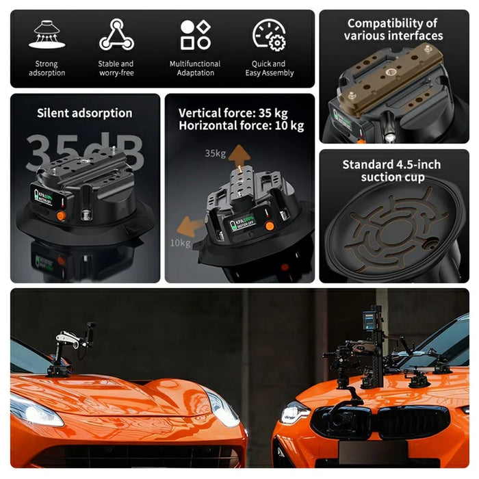 SX-PJ01 4.5 inch Action Camera Electric Suction Cup with Smart Digital Display HD Camera Shooting Stand for Car Panoramic Photography - 4