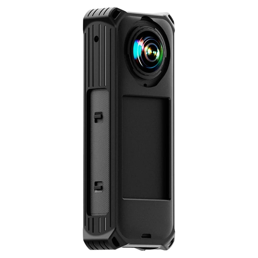 Anti Scratch Silicone Case for Insta360 X5 Action Camera with Lens Protector Cap and Lanyard - Black - 1