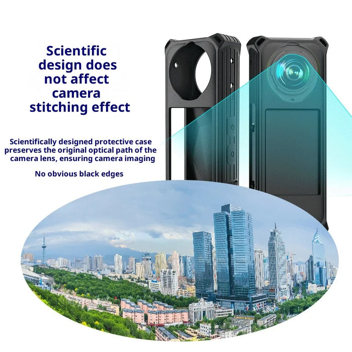Anti Scratch Silicone Case for Insta360 X5 Action Camera with Lens Protector Cap and Lanyard - Black - 3