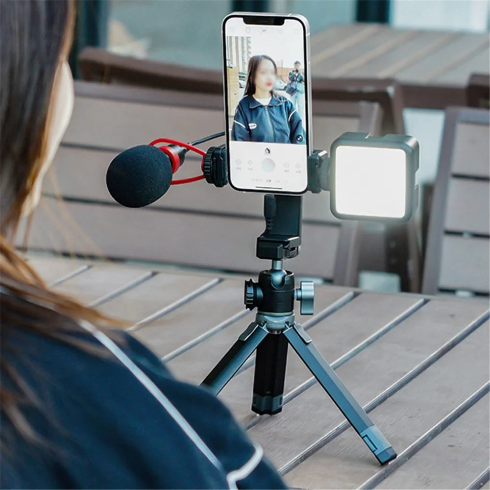 UURIG ST-22 Mobile Phone Tripod Mount Adjustable Clamp Mount Adapter with 1/4" Screw and Arca for Photography Live-streaming Selfie Phone Clip Support 360-Degree Rotating - 4